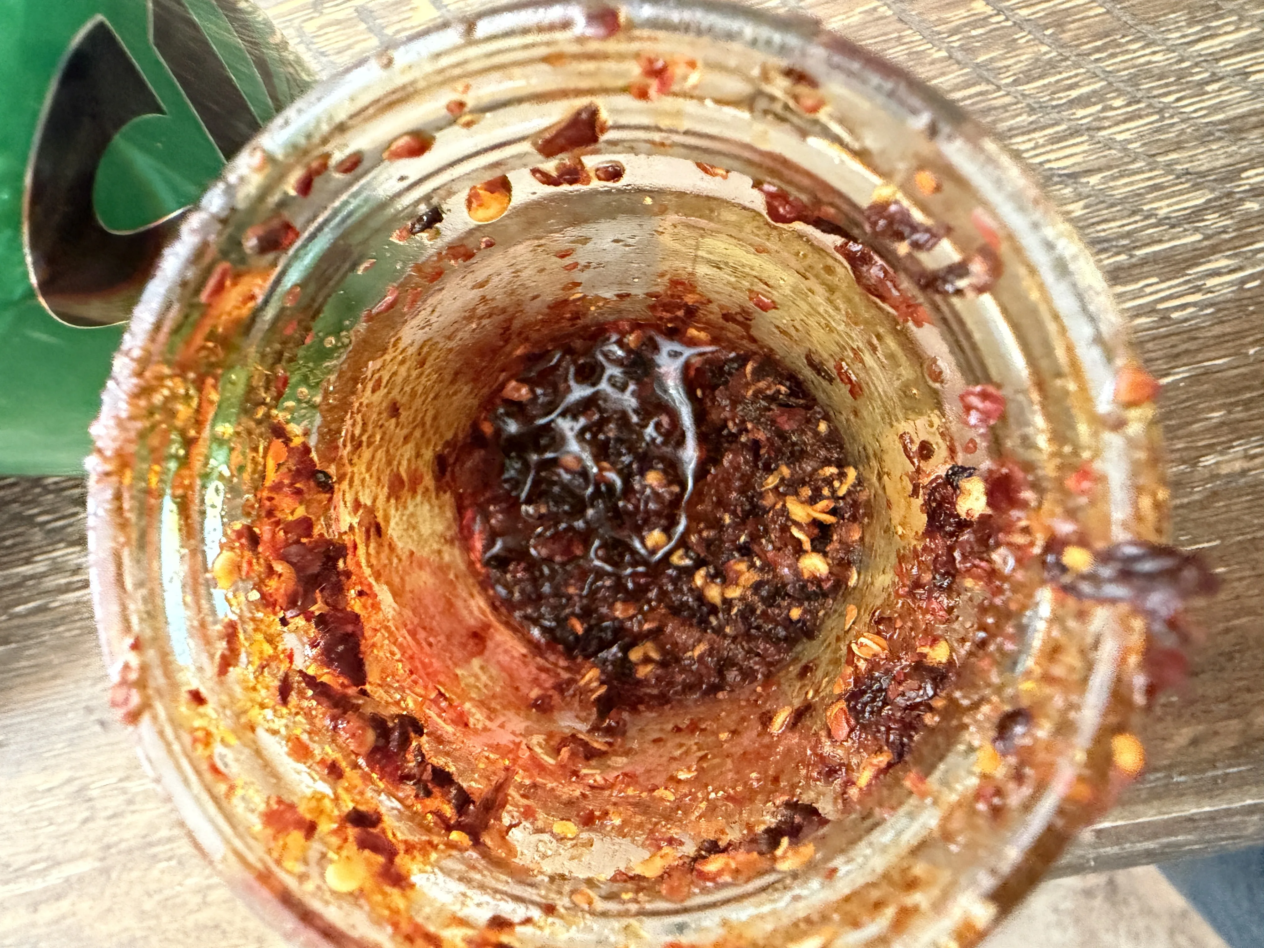 Homemade chili oil dipping sauce mixed in a glass jar