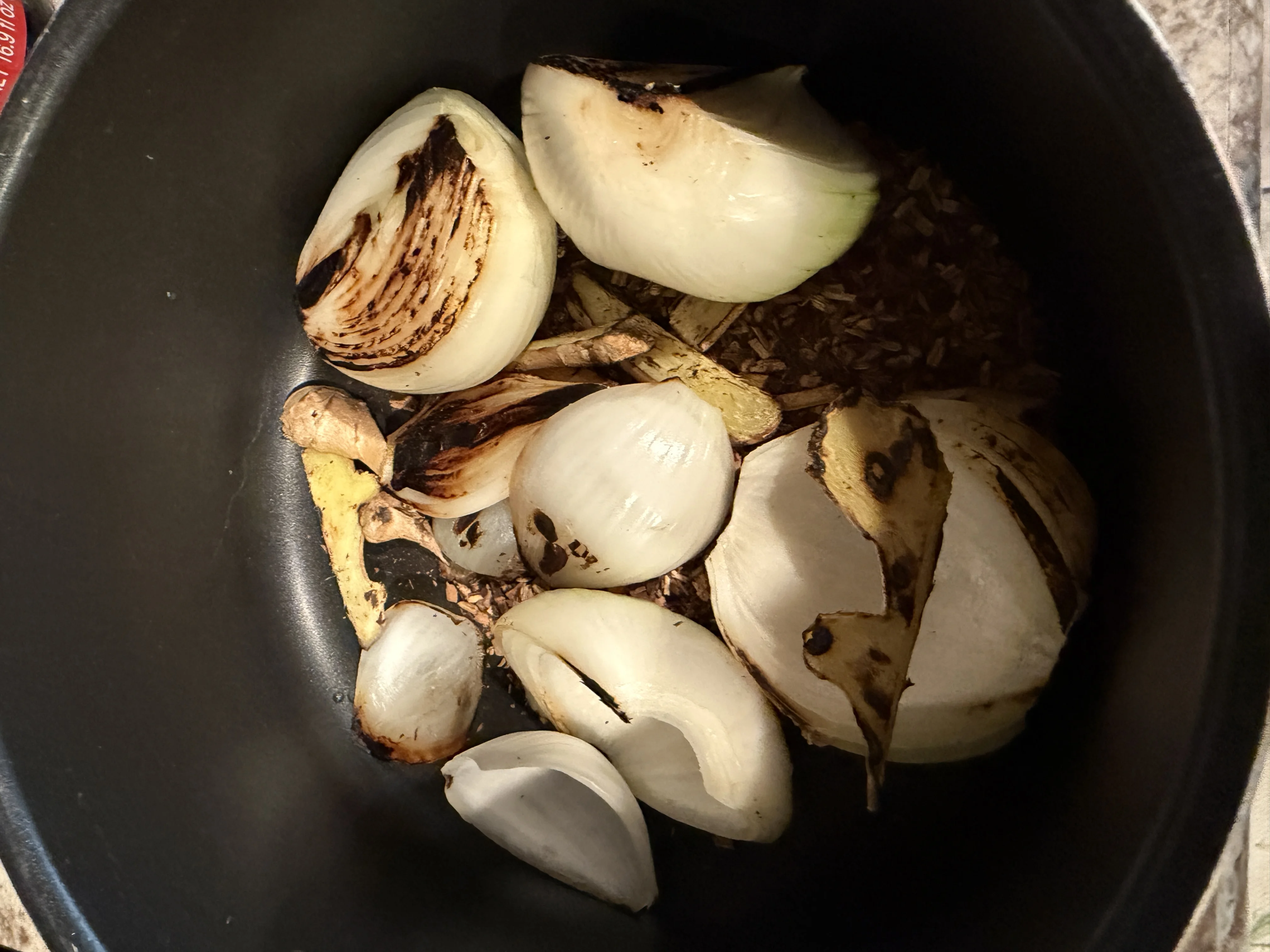 Charred onions and ginger for pho broth